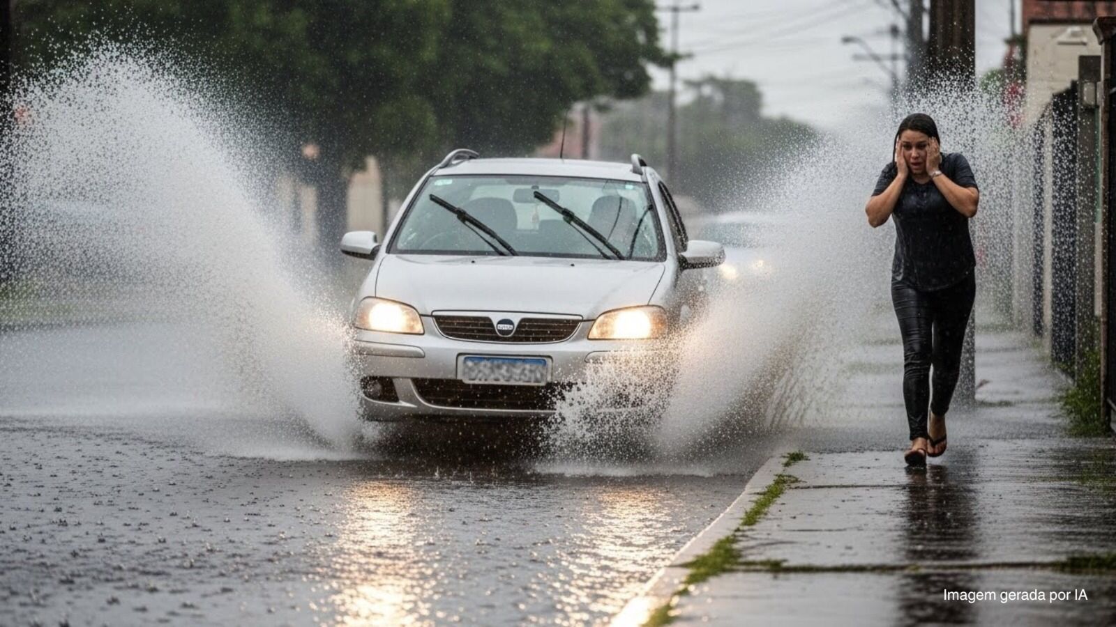 Usar o veículo para jogar água no pedestre gera multa e risco de sinistro