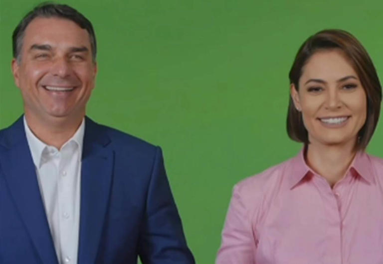 Michelle publica primeiro vídeo ao lado de Flávio Bolsonaro após crise com enteado